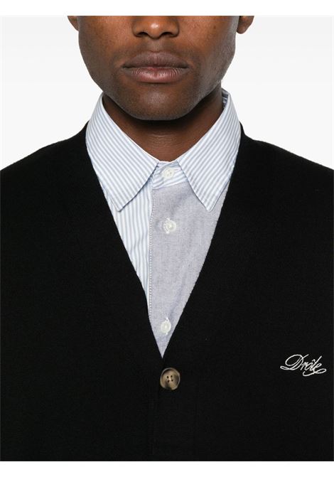Cardigan con ricamo in nero Drôle De Monsieur - uomo DROLE DE MONSIEUR | PERMCA123WO007BL